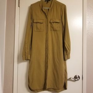 Olive Shirt Dress Midi Length Army Green BCBGMaxazria